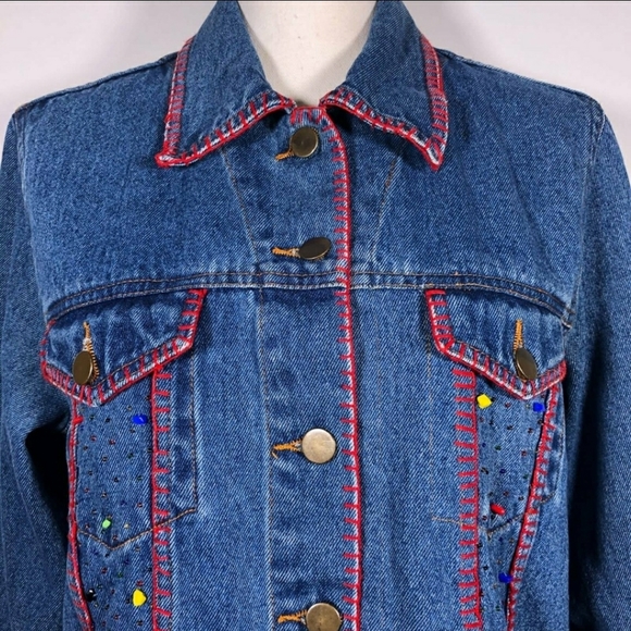 Anage embroidered with beads denim jacket. - Picture 2 of 9